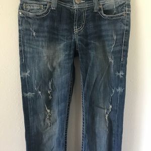 {BKE} Paxton Distressed Low Rise Boot Cut Jean